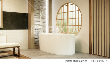 The Bath and toilet on bathroom japanese style. The Bath and toilet on bathroom japanese style. 110444893