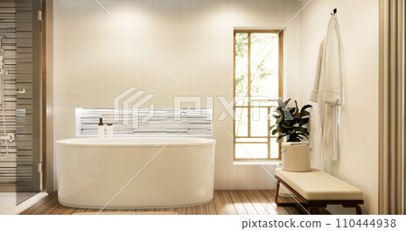 The Bath and toilet on bathroom japanese style. 110444938