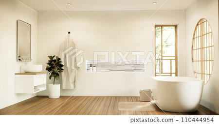 The Bath and toilet on bathroom japanese style. The Bath and toilet on bathroom japanese style. 110444954
