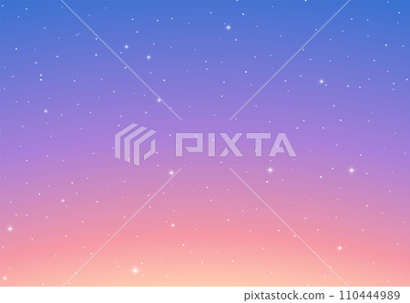 Stars in the sky on the sunrise or sundown. Abstract background with colorful dawn and stars. Stars in the sky on the sunrise or sundown. Abstract background with colorful dawn and stars. 110444989