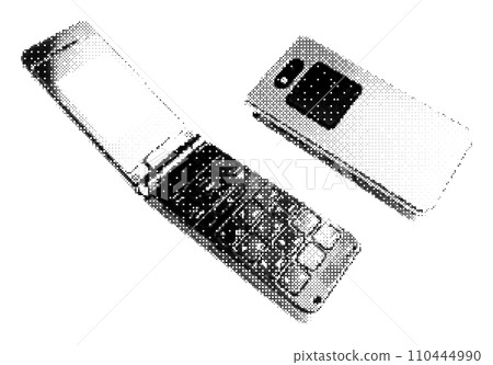 Classic retro flip mobile phone in 90s pixel style. Y2K aesthetic element retro cellphone Classic retro flip mobile phone in 90s pixel style. Y2K aesthetic element retro cellphone 110444990