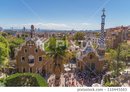 Park Guell and Barcelona skyline Park Guell and Barcelona skyline 110445083