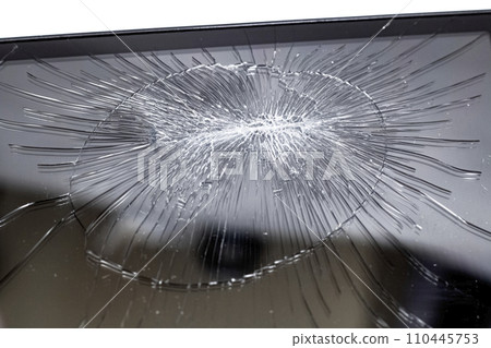Broken display phone closeup, background or texture Broken display phone closeup, background or texture 110445753
