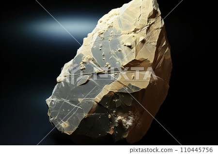 Nacrite is a rare precious natural stone on a black background. AI generated. Nacrite is a rare precious natural stone on a black background. AI generated. 110445756