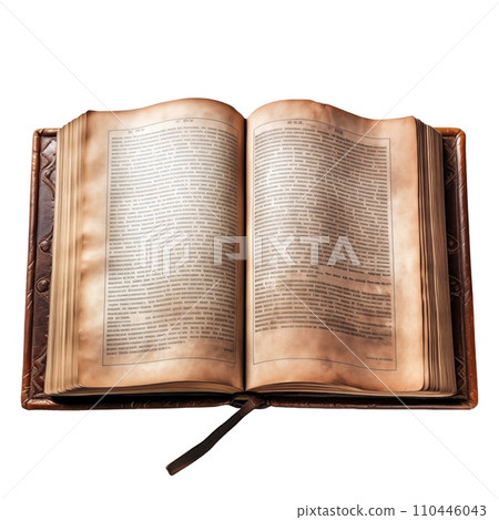 AI-generated content. Old book isolated on transparent background. Concept of interest in stories. Opened old book as a design element for insertion into a design or project. AI-generated content. Old book isolated on transparent background. Concept of interest in stories. Opened old book as a design element for insertion into a design or project. 110446043