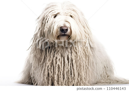 Komondor Hungarian Shepherd purebred beautiful breed of dog, background nature Komondor Hungarian Shepherd purebred beautiful breed of dog, background nature 110446143
