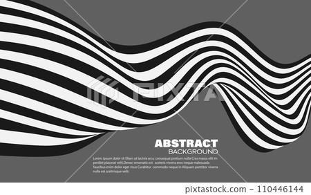 Abstract wave background, black and white wavy stripes or lines design. Optical art. Abstract wave background, black and white wavy stripes or lines design. Optical art. 110446144