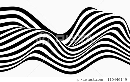 Abstract wave background, black and white wavy stripes or lines design. Optical art. Abstract wave background, black and white wavy stripes or lines design. Optical art. 110446149