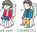 Elementary school student calming down in the toilet 110446151