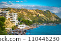 currilave beach shoreline with hotels in Durres, Albania during sunset 110446230