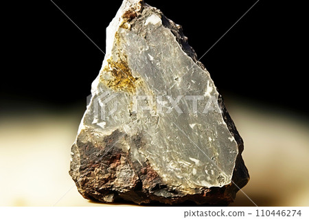 Afwillite is a rare precious natural stone on a black background. AI generated. Header banner mockup with space. 110446274