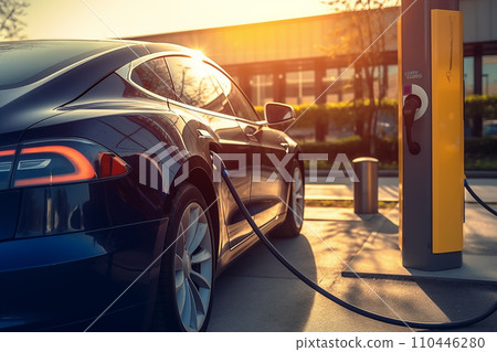 Charging Electric Car. Charge an Electric Car. Powered car charging station. Charging Electric Car. Charge an Electric Car. Powered car charging station. 110446280