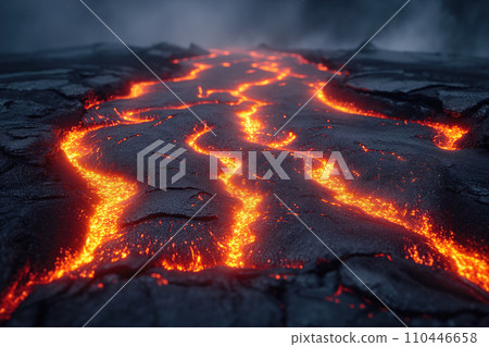 flowing hot volcanic lava close up flowing hot volcanic lava close up 110446658