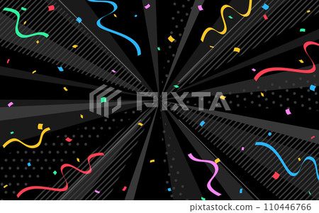 流行黑色放射線與舞動的五彩紙屑 110446766