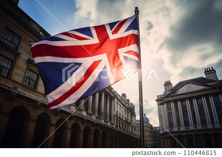 Flag of Great Britain, United Kingdom. City of London flag background. 110446815