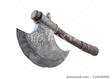 Medieval axe isolated on white background with clipping path Medieval axe isolated on white background with clipping path 110446999