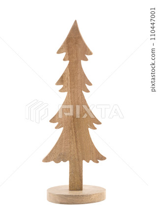 Wooden Christmas tree shape isolated on white with clipping path Wooden Christmas tree shape isolated on white with clipping path 110447001