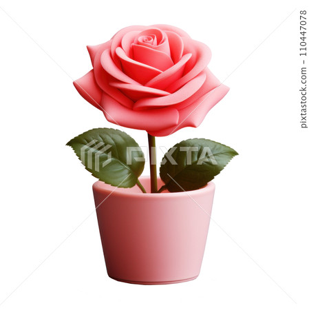 red rose in a pink pot isolated red rose in a pink pot isolated 110447078