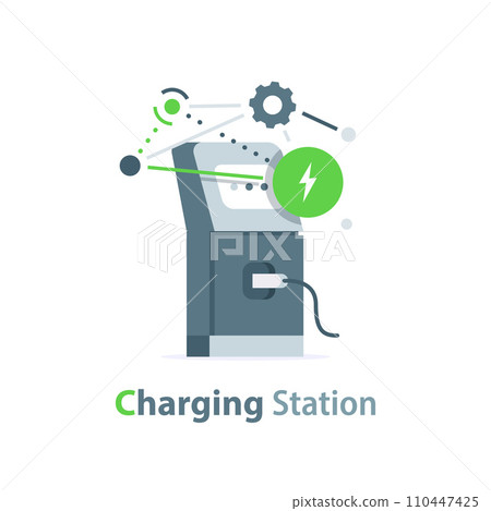 Car charger,Realistic electromobile charging station,Alternative fuel. Vector green energy technology Car charger,Realistic electromobile charging station,Alternative fuel. Vector green energy technology 110447425