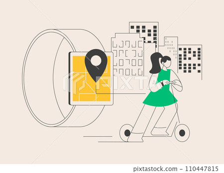 GPS kids tracker watches abstract concept vector illustration. GPS kids tracker watches abstract concept vector illustration. 110447815