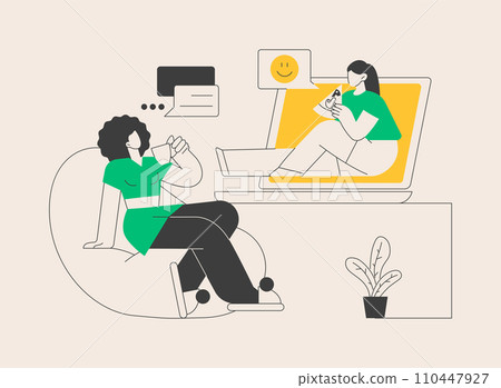 Online friends meeting abstract concept vector illustration. Online friends meeting abstract concept vector illustration. 110447927