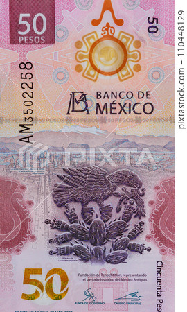Denominations Mexico banknotes fifty pesos national a money front view 110448129