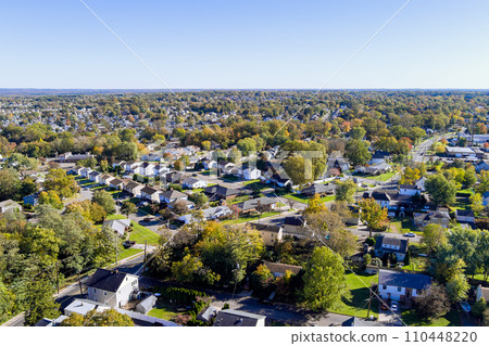 Small American town community with rooftop views in New Jersey USA Small American town community with rooftop views in New Jersey USA 110448220