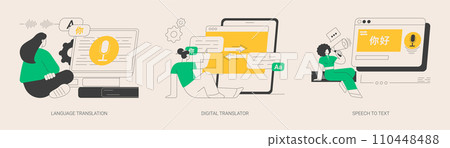 Multilingual mobile application abstract concept vector illustrations. 110448488