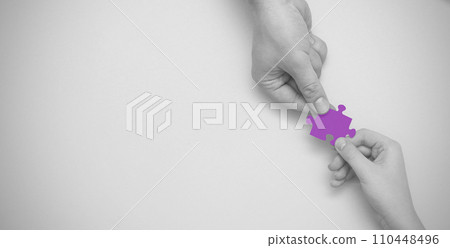 World autism awareness day. Hands holding puzzle 110448496