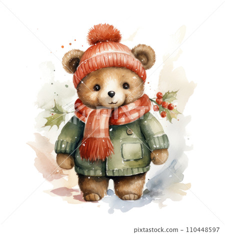 happy christmas bear, cute bear christmas clipart, happy christmas bear, cute bear christmas clipart, 110448597