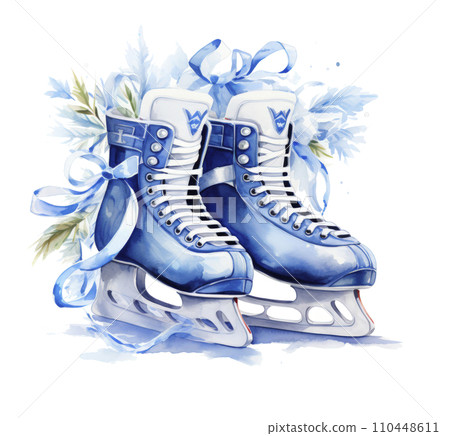 a christmas cards for an ice hockey team with skates 110448611