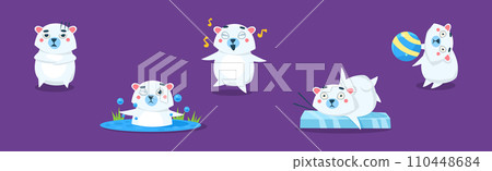 Funny White Bear Character Engaged in Different Activity Vector Set Funny White Bear Character Engaged in Different Activity Vector Set 110448684