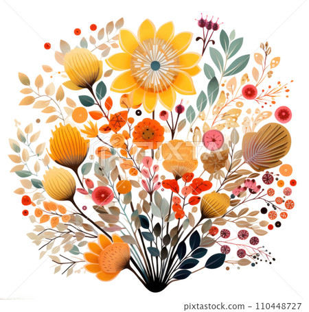 the round bouquet of flowers has floral ornaments on it, 110448727