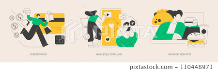 Addictive habits abstract concept vector illustrations. Addictive habits abstract concept vector illustrations. 110448971