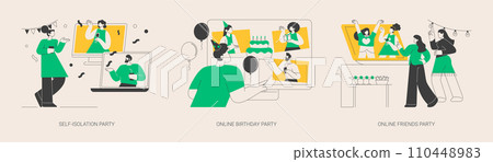 Virtual communication abstract concept vector illustrations. Virtual communication abstract concept vector illustrations. 110448983