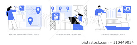 AI in logistics and warehousing abstract concept vector illustrations. AI in logistics and warehousing abstract concept vector illustrations. 110449034