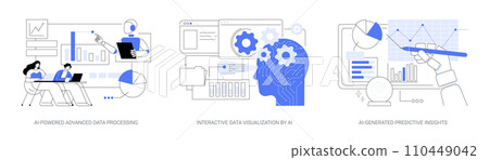 AI-Powered Data Analysis abstract concept vector illustrations. 110449042