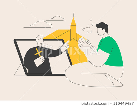 Online church abstract concept vector illustration. Online church abstract concept vector illustration. 110449487