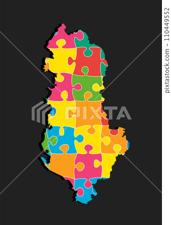 Creative map Albania from color puzzle, jigsaw 110449552