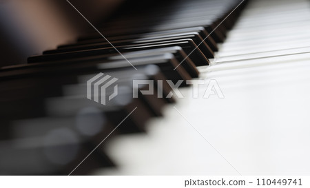 Close-up piano keyboard with selective focus. 3d rendering Close-up piano keyboard with selective focus. 3d rendering 110449741