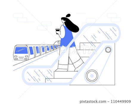 Subway escalator abstract concept vector illustration. Subway escalator abstract concept vector illustration. 110449909