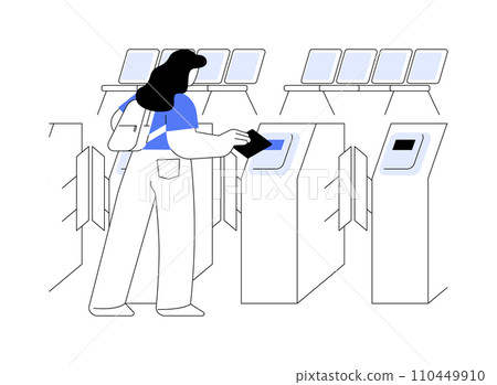 Walking through a turnstile abstract concept vector illustration. Walking through a turnstile abstract concept vector illustration. 110449910
