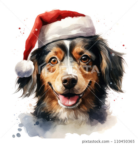 happy christmas dog, cute dog christmas clipart, isolated happy christmas dog, cute dog christmas clipart, isolated 110450365