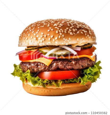 hot tasty beef burger isolated hot tasty beef burger isolated 110450382