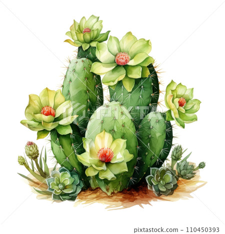 a watercolor painting of cactus 110450393