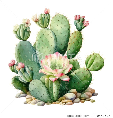 a watercolor painting of cactus a watercolor painting of cactus 110450397
