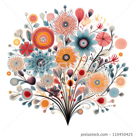 the round bouquet of flowers has floral ornaments on it, 110450425