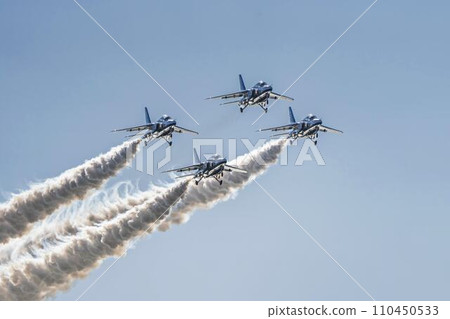 Blue Impulse from Matsushima Air Base flying in the blue sky Higashi Matsushima City, Miyagi Prefecture 110450533