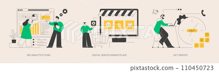 Online services abstract concept vector illustrations. Online services abstract concept vector illustrations. 110450723