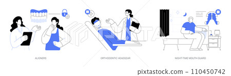 Removable orthodontic appliances abstract concept vector illustrations. 110450742